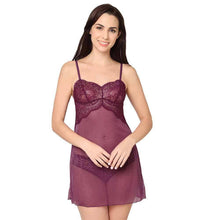 Load image into Gallery viewer, Wacoal Essential Lace Non Padded Non Wired Bridal Wear Lace Babydoll Chemise - Purple I14364