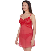 Load image into Gallery viewer, Wacoal Essential Lace Non Padded Non Wired Bridal Wear Lace Babydoll Chemise - Red I14364