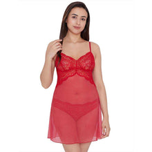 Load image into Gallery viewer, Wacoal Essential Lace Non Padded Non Wired Bridal Wear Lace Babydoll Chemise - Red I14364