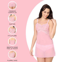 Load image into Gallery viewer, Wacoal Essential Lace Non Padded Non Wired Bridal Wear Lace Babydoll Chemise - Pink I14364
