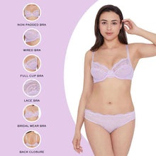 Load image into Gallery viewer, Wacoal Essential Lace Non Padded Wired Full Cup Bridal Wear Lace Bra Full Support Bra - Lavender I51364