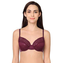 Load image into Gallery viewer, Wacoal Essential Lace Non Padded Wired Full Cup Bridal Wear Lace Bra Full Support Bra - Wine I51364