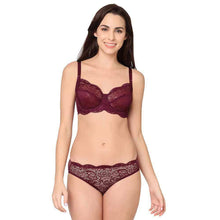 Load image into Gallery viewer, Wacoal Essential Lace Non Padded Wired Full Cup Bridal Wear Lace Bra Full Support Bra - Wine I55364