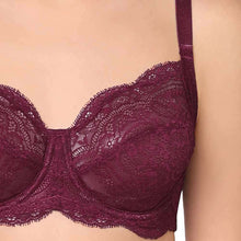 Load image into Gallery viewer, Wacoal Essential Lace Non Padded Wired Full Cup Bridal Wear Lace Bra Full Support Bra - Wine I55364