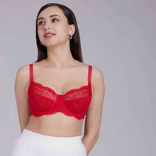Load image into Gallery viewer, Wacoal Essential Lace Non Padded Wired Full Cup Bridal Wear Lace Bra Full Support Bra - Red I55364