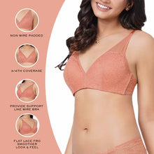 Load image into Gallery viewer, Wacoal Emma Lace Padded Non-wired 3/4th Cup Bridal Wear Medium coverage Lace Bra - Rust IAB317