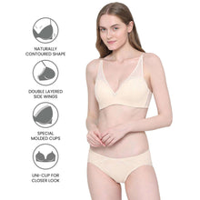 Load image into Gallery viewer, Wacoal Emma Lace Padded Non-wired 3/4th Cup Bridal Wear Medium coverage Lace Bra - Beige IAB317