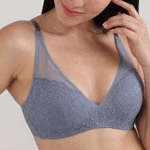 Load image into Gallery viewer, Wacoal Emma Lace Padded Non-wired 3/4th Cup Bridal Wear Medium coverage Lace Bra-Grey IAB317