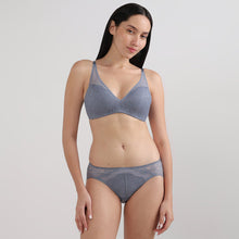 Load image into Gallery viewer, Wacoal Emma Lace Padded Non-wired 3/4th Cup Bridal Wear Medium coverage Lace Bra-Grey IAB317