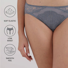 Load image into Gallery viewer, Wacoal Emma Lace Low Waist Medium Coverage Bridal Wear Lace Bikini Panty-Grey IAP317