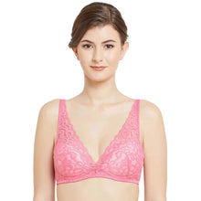 Load image into Gallery viewer, Wacoal Mystique Padded Non-wired 3/4th Cup Bridal Wear Medium coverage Lace Bra - Pink IAT155