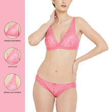 Load image into Gallery viewer, Wacoal Mystique Padded Non-wired 3/4th Cup Bridal Wear Medium coverage Lace Bra - Pink IAT155