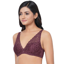 Load image into Gallery viewer, Wacoal Mystique Padded Non-wired 3/4th Cup Bridal Wear Medium coverage Lace Bra - Wine IAT155