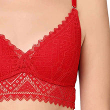 Load image into Gallery viewer, Wacoal Gaia Collection Padded Non-Wired 3/4th Coverage Lacy Bralette Bra - Red IB3215
