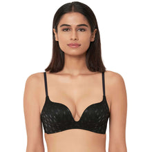 Load image into Gallery viewer, Wacoal Zephyr Padded Non Wired 3/4Th Cup Push-Up Lacy Plunge Bra - Black IB45910IN