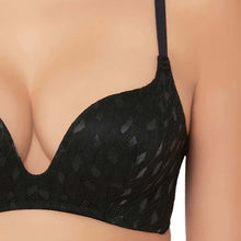 Load image into Gallery viewer, Wacoal Zephyr Padded Non Wired 3/4Th Cup Push-Up Lacy Plunge Bra - Black IB45910IN