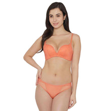 Load image into Gallery viewer, Wacoal Zephyr Padded Non Wired 3/4Th Cup Push-Up Lacy Plunge Bra - Orange IB45910IN