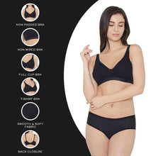 Load image into Gallery viewer, Wacoal Essentials Non-padded Non-wired Full Cup Everyday Wear Cotton Blend Comfort Bra - Black IB50870IN