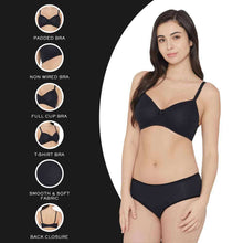 Load image into Gallery viewer, Wacoal Essentials Padded Non-wired Full Cup Everyday Wear Cotton Blend T-Shirt Bra - Black IB50910IN