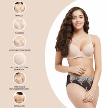 Load image into Gallery viewer, Wacoal Essentials Padded Wired 3/4th Cup Everyday Wear Cotton Blend T-Shirt Bra - Beige IB5441