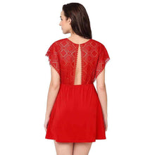 Load image into Gallery viewer, Wacoal Gaia Non Padded Non Wired Bridal Wear Short Lace Babydoll Chemise - Red IN3216