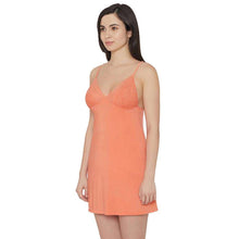 Load image into Gallery viewer, Wacoal Zephyr Non Padded Non Wired Bridal Wear Short Satin Babydoll Chemise - Orange IN45910IN