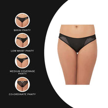 Load image into Gallery viewer, Wacoal Zephyr Low Waist Medium Coverage Bridal Wear Bikini Panty - Black IP45910IN