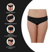 Load image into Gallery viewer, Wacoal Franca Mid Waist Medium Coverage Everyday Wear Seamless Bikini Panty - Black IP5448
