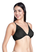 Load image into Gallery viewer, Sonari Non Padded Low Coverage Front Closure Cotton Polyester Non Wired Everyday Bra with Adjustable Straps - JINAL