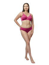 Load image into Gallery viewer, Sonari Nylon and Lace Romantic Lingerie Set with Non-Padded Wirefree Medium Coverage Bra and Full Coverage Panty – KRISHA