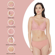 Load image into Gallery viewer, Wacoal Forma Padded Wired 3/4th Cup Everyday Wear Medium coverage Lace Bra - Pink LB40120IN