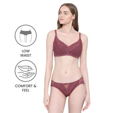Load image into Gallery viewer, Wacoal Lucy Low Waist Medium Coverage Bridal Wear Lace Bikini Panty - Burgandy LCP258