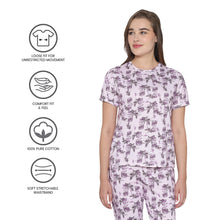 Load image into Gallery viewer, Wacoal Women’s Snooze Club Short sleeve Full Length Comfort Fit Pure Cotton Pajama Set- Lavender LI09A01