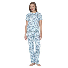 Load image into Gallery viewer, Wacoal Women’s Snooze Club Short sleeve Full Length Comfort Fit Pure Cotton Pajama Set-Blue LI09A01