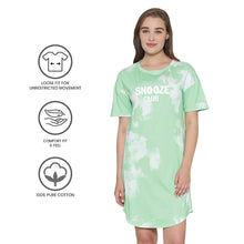 Load image into Gallery viewer, Wacoal Women’s Snooze Club Short sleeve Calf Length Comfort Fit Pure Cotton Night Dress-Sea Green LI09A02