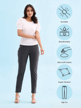 Load image into Gallery viewer, Go Colors Black Cotton Poly Stretch Stripes Printed Jeggings