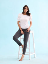 Load image into Gallery viewer, Go Colors Black Cotton Poly Stretch Stripes Printed Jeggings