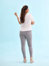 Load image into Gallery viewer, Go Colors Black Cotton Poly Stretch Stripes Printed Jeggings