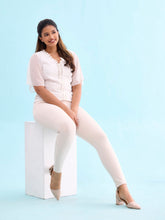 Load image into Gallery viewer, Go Colors Cream Cotton Polyester Super Stretch Jeggings