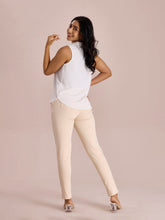 Load image into Gallery viewer, Go Colors Ecru Cotton Polyester Super Stretch Jeggings