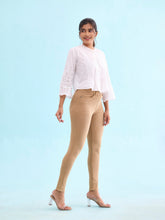 Load image into Gallery viewer, Go Colors Khaki Cotton Polyester Super Stretch Jeggings