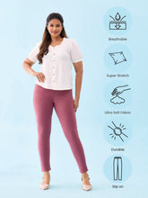 Load image into Gallery viewer, Go Colors Light Wine Cotton Polyester Super Stretch Jeggings