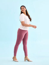 Load image into Gallery viewer, Go Colors Light Wine Cotton Polyester Super Stretch Jeggings