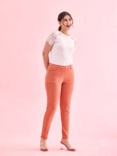 Load image into Gallery viewer, Go Colors Orange Cotton Polyester Super Stretch Jeggings