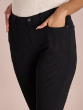 Load image into Gallery viewer, Go Colors Black Cotton Poly Stretch Stripes Printed Jeggings