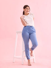 Load image into Gallery viewer, Go Colors Light Blue Cotton Poly Stretch Denim Joggers