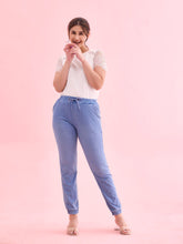 Load image into Gallery viewer, Go Colors Light Blue Cotton Poly Stretch Denim Joggers