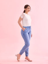Load image into Gallery viewer, Go Colors Light Blue Cotton Poly Stretch Denim Joggers