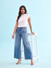 Load image into Gallery viewer, Go Colors Light Blue Denim Wide Jeans