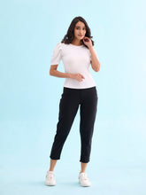 Load image into Gallery viewer, Go Colors Black Cotton Poly Stretch Cropped Colored Jeggings
